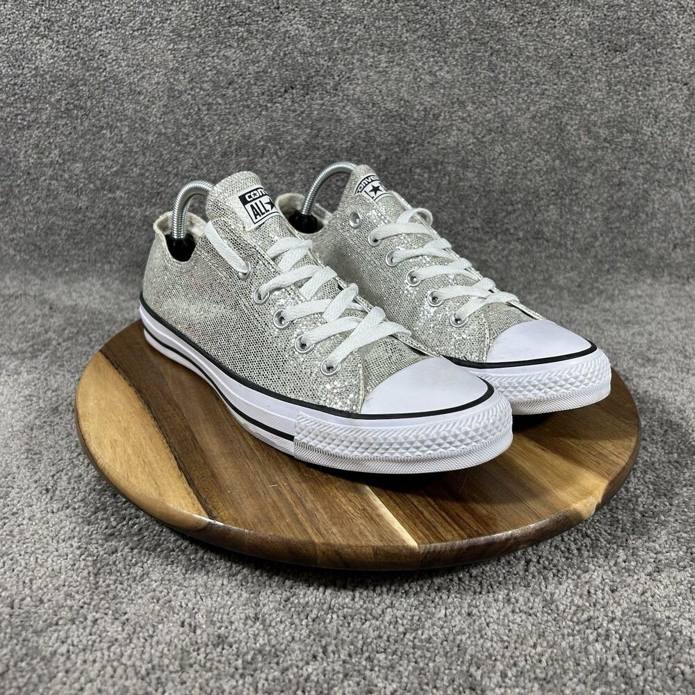 Converse Chuck Taylor All Star Women’s Size 10 Silver Glitter Casual Shoes Used - Picture 3 of 13